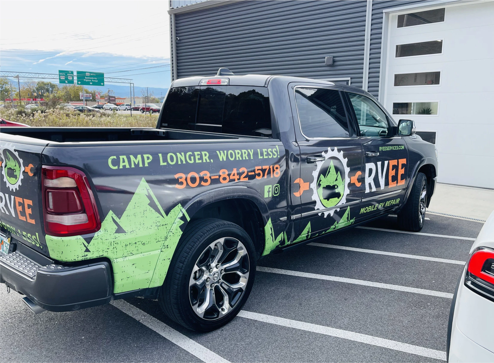 rvee wrapped pickup truck